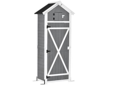 OUTSUNNY Armoire de jardin multi-rangements 2 portes sapin gris blanc