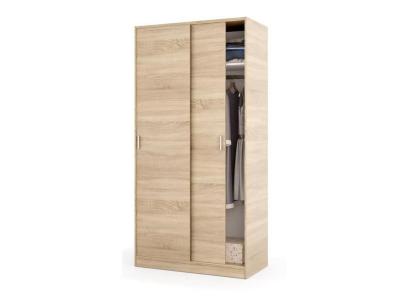 Armoire avec 2 portes coulissantes d&eacute;cor ch&ecirc;ne canadien - dim : l 100 cm x h 200 x p 50 cm -pegane-