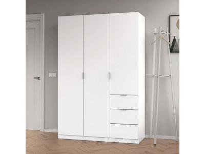 Armoire avec 3 portes coloris blanc - 200 x 135 x 52 cm -PEGANE-