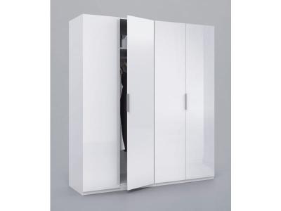 Armoire avec 4 portes coloris blanc en bois - dim : h200 x l180 x p52 cm -pegane-