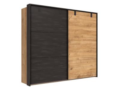 Armoire avec un cadre 2 portes coulissantes en chene poutre rechampis raw steel - L200 x H218 x P65 cm -- 
