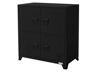 Armoire de classement bureau noir 75x40x80,5cm en acier 2 compartiments 4 portes 490011988