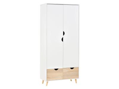Armoire de chambre multi-rangement design scandinave blanc ch&ecirc;ne clair