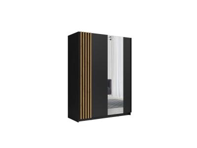 Armoire 2 portes coulissantes 150 cm - noir et ch&ecirc;ne - collection varia 