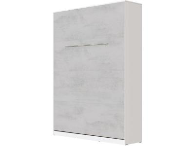 Armoire lit escamotable 140x200cm lit rabattable lit mural sup&eacute;rieur vertical blanc/b&eacute;ton 
