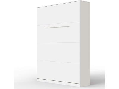 Armoire lit escamotable 140x200cm lit rabattable lit mural sup&eacute;rieur vertical blanc/blanc 