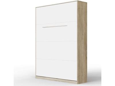 Armoire lit escamotable 140x200cm lit rabattable lit mural sup&eacute;rieur vertical ch&ecirc;ne sonoma/blanc 