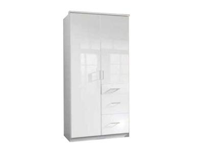 Armoire COOPER 2 portes 3 tiroirs largeur 91 laqu&eacute; blanc