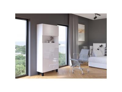 Armoire verticale convertible blanche fabriqu&eacute;e en HDF et PVC Bim Furniture