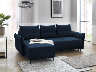 LISA DESIGN Arya - canap&eacute; d'angle r&eacute;versible - convertible avec coffre - 4 places - style contemporain - Bleu