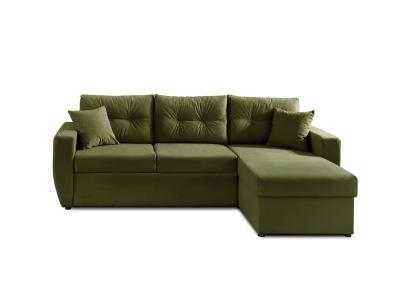 BESTMOBILIER  Canap&eacute; d'angle r&eacute;versible convertible 4 places ASTORIA - Velours Vert Olive
