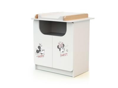 Commode &agrave; langer 2 tiroirs MICKEY ET MINNIE DISNEY Blanc et H&ecirc;tre
