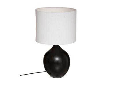 ATMOSPHERA CREATEUR D INTERIEUR Lampe &agrave; poser en C&eacute;ramique Noire et Abat jour Blanc H 51.5 cm