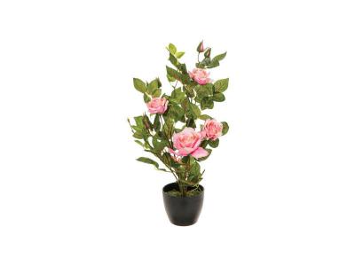 Plante artificielle Rosier en pot h 50 cm - Rose - Atmosphera