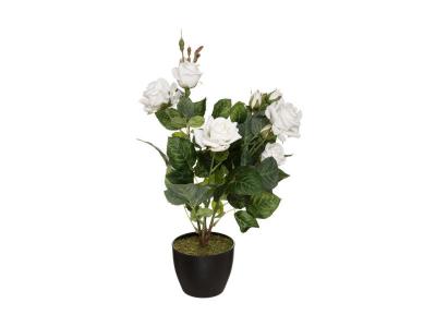 Plante artificielle Rosier Velours en pot H 43 cm