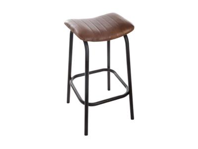 Tabouret de bar - Cuir - L 42 cm x l 40 cm x H 75 cm - Marron