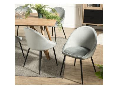 AUGUSTIN - Lot de 2 chaises velours vert jade pieds m&eacute;tal noir