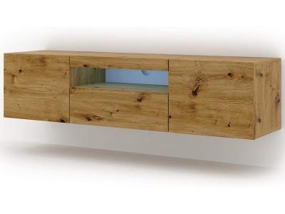 BIM FURNITURE Meuble tv suspendu ou au sol Led Inclus 150x42/36x37 Cm stand aura Ch&ecirc;ne