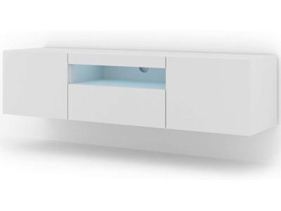 BIM FURNITURE Bim1 - meuble tv suspendu ou au sol blanc mat avec led 150x37x42cm aura