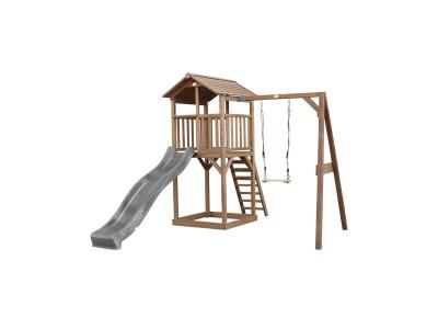 AXI  Beach Tower avec Balancoire Simple Marron Toboggan Gris