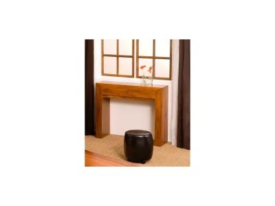 Console rectangulaire 2 tiroirs en teck style colonial - Miel