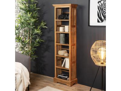 Etag&egrave;re Biblioth&egrave;que 5 tablettes en teck 45 cm style colonial - Miel