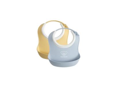 BABYBJORN BABYBJ&Ouml;RN Mini Bavoir, lot de 2, Jaune Pastel/Bleu Pastel