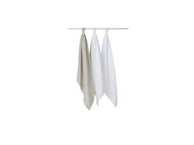 BABYCALIN Lot de 3 langes en coton 70x70 cm Etoiles, gris, blanc