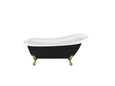 Baignoire ancienne r&eacute;tro sur pieds RICHMOND Noire 171 cm Pieds de Lion Dor&eacute;s