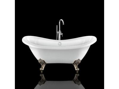 Baignoire ancienne DARLINGTON Blanche 175 cm Pieds d'Aigle Bronze jaune vieilli