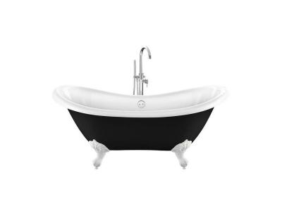 Baignoire &icirc;lot r&eacute;tro DARLINGTON Noire 175 cm Pieds d'Aigle Blancs