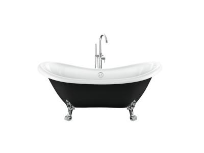 Baignoire &icirc;lot r&eacute;tro DARLINGTON 175 Noire avec Pattes de lion chrom&eacute;es