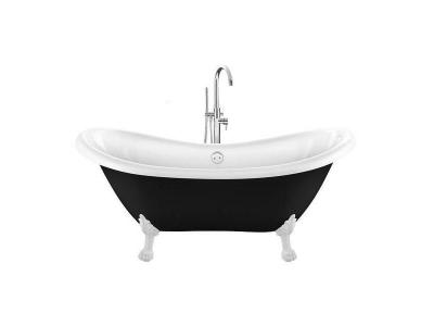 Baignoire &icirc;lot r&eacute;tro DARLINGTON Noire 175 cm Pieds de Lion Blancs
