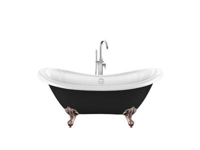 Baignoire ancienne r&eacute;tro sur pieds DARLINGTON Noire 175 cm Pieds d'Aigle Cuivre rouge vieilli