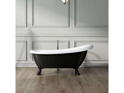 Baignoire ancienne r&eacute;tro sur pieds RICHMOND Noire 171 cm Pieds de Lion Noirs