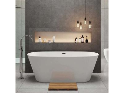 Baignoire &icirc;lot design ovale FINDLAY blanche 160 cm - Blanc