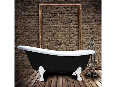 Baignoire sur pieds en fonte LIVINGSTON Noire 170 cm Pieds blancs