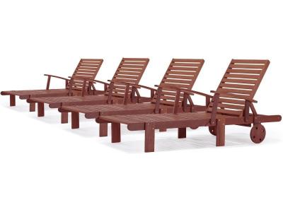 HABITAT ET JARDIN Bain de soleil pliant en bois exotique ""Tokyo"" - Mohogany - Marron acajou - Lot de 4