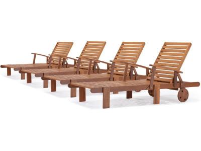 HABITAT ET JARDIN Bain de soleil pliant en bois exotique ""Tokyo"" - Maple - Marron clair - Lot de 4