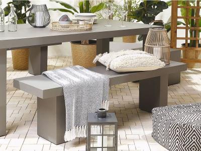 BELIANI Banc de jardin en fibre-ciment gris 150 x 40 cm taranto 216075