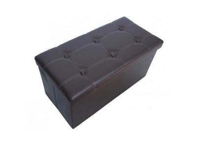 TODECO OTTOMAN Banc Pliant avec espace de stockage - Piqu&eacute;e et capitonn&eacute;e - Marron - 76 x 38 x 38 cm
