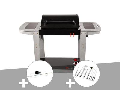 SOMAGIC Barbecue &agrave; charbon Indiana + Kit tournebroche + Malette 8 accessoires