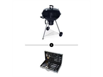 SWEEEK Barbecue charbon de bois georges + mallette d'ustensiles 18