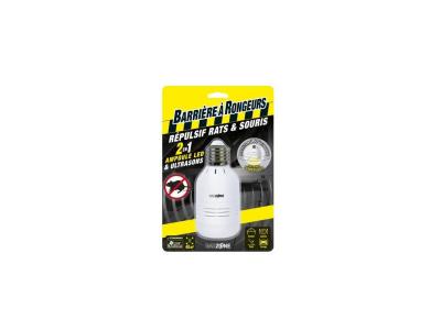 BARR RONGE Ampoule LED r&eacute;pulsif rats et souris &agrave; ultrasons 2 en 1. 