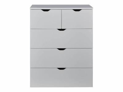 Commode BASIX 5 tiroirs - L 80 x P 40 x H 101 cm - M&eacute;lamin&eacute; Blanc mat