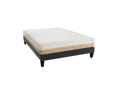 BELLECOUR Ensemble LEMAN 160x200 cm - Matelas Mousse hypersoft + Sommier Bois