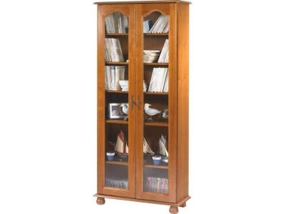 Biblioth&egrave;que 2 portes vitr&eacute;es ch&ecirc;ne rustique