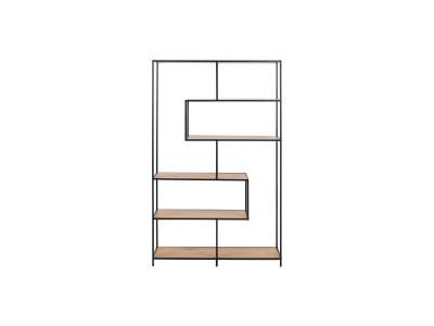 Miliboo Biblioth&egrave;que industrielle m&eacute;tal noir et bois L114 cm TRESCA 