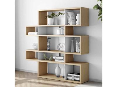 Biblioth&egrave;que placage ch&ecirc;ne naturel et blanc