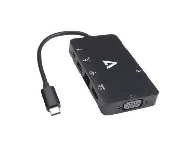 V7 UC-U3CRJ45HDVG-BLK - Station d'accueil - USB-C - VGA, HDMI - GigE